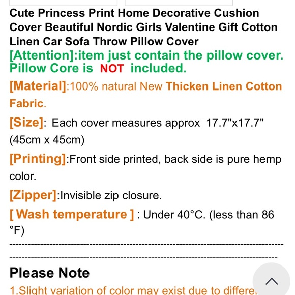 2 Cute Princess Print Home Decorative Cushion Cover Cotton Linen Car Sofa Throw - Picture 11 of 11